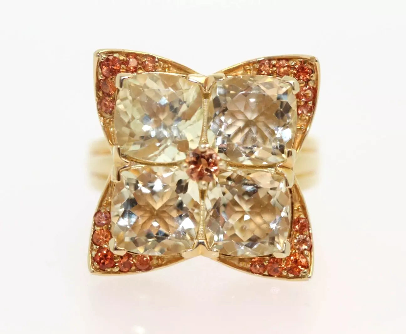 Orthoclase - Orange Sapphire with yellow gold plated Ring