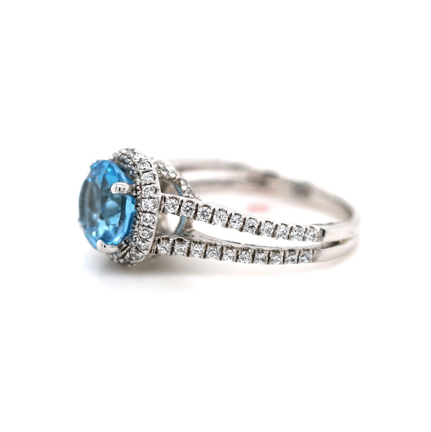 Swiss Blue Topaz - White Topaz Ring