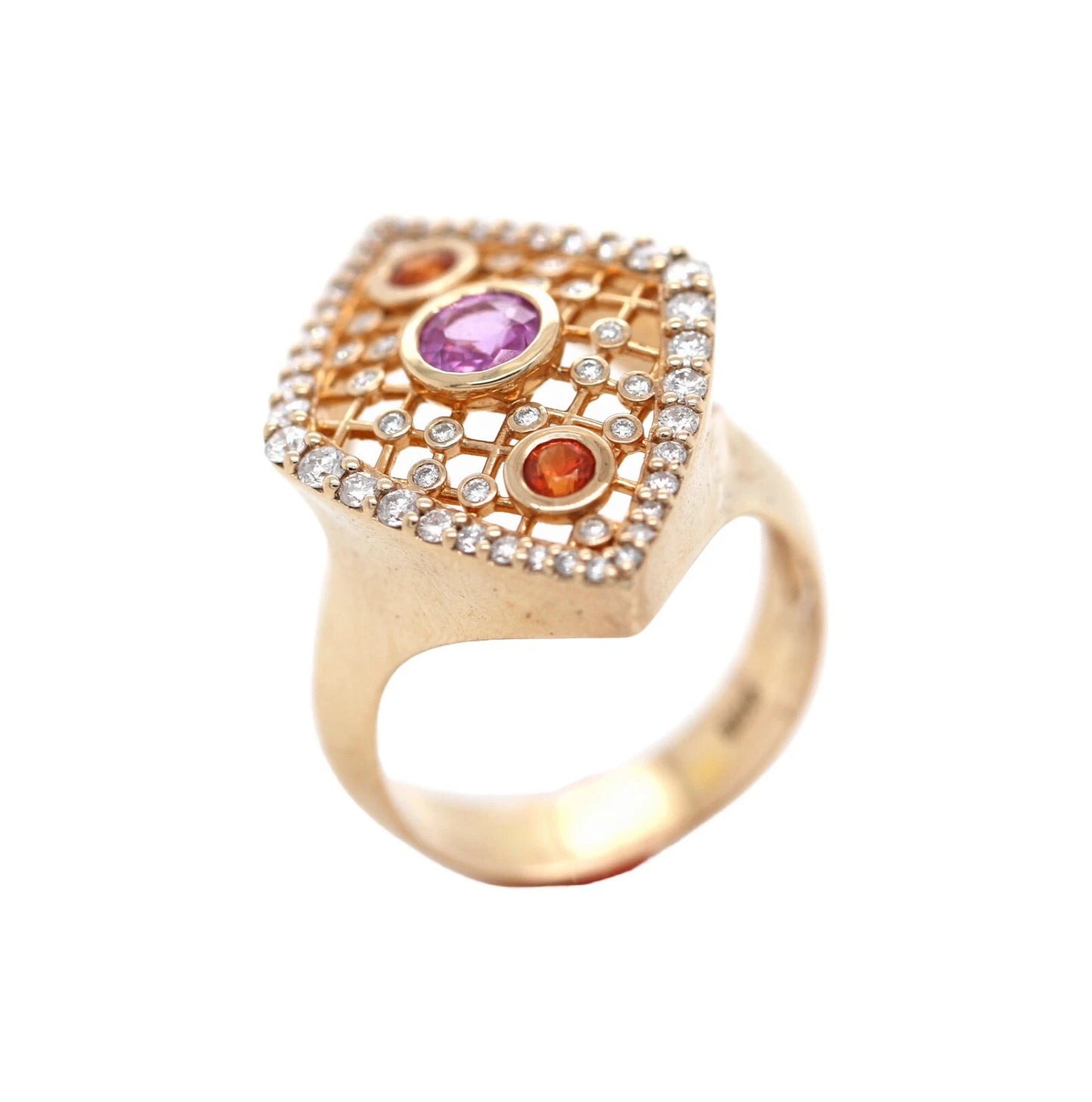 Unique Orange - Pink Sapphire Ring