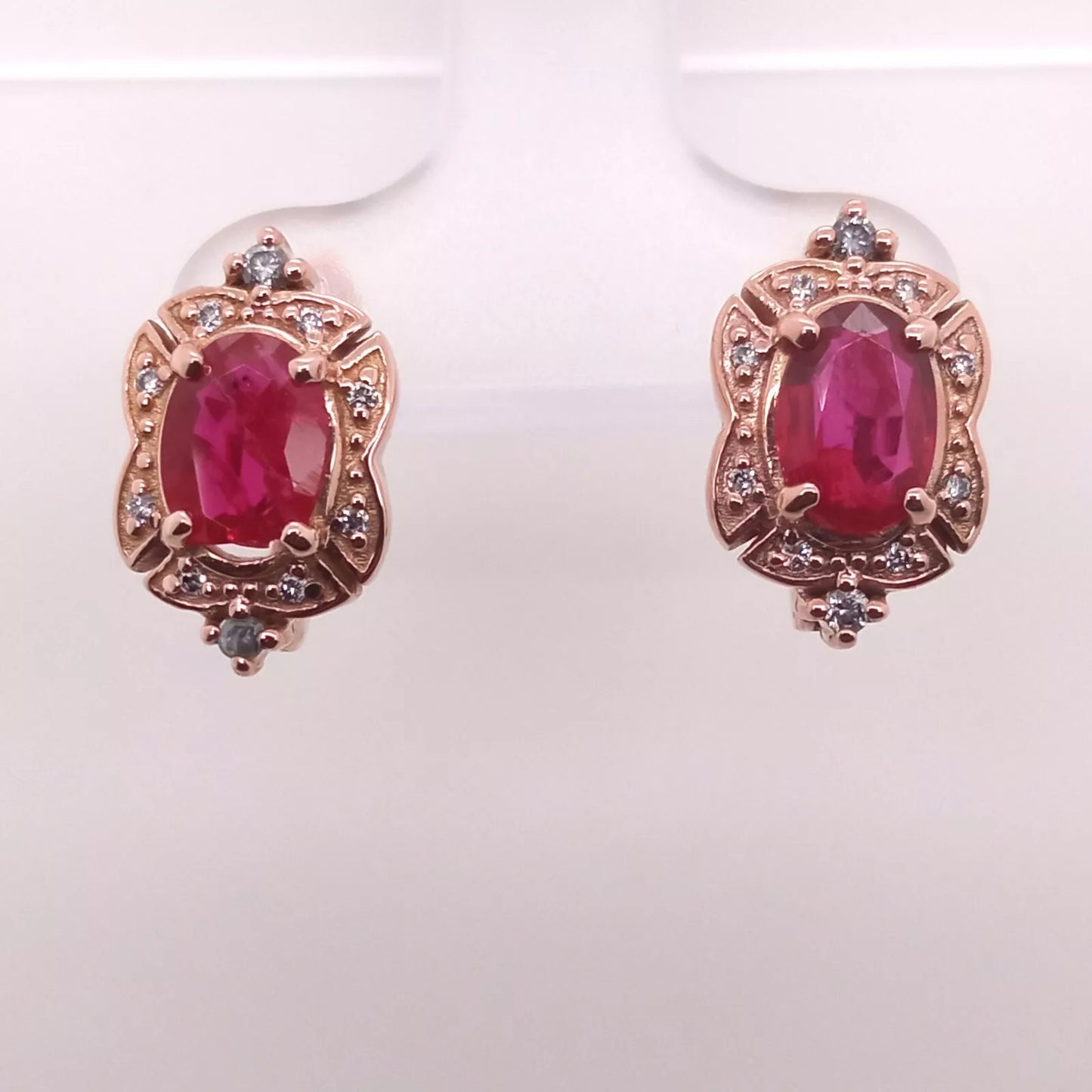 14K ROSE GOLD RUBY EARRING