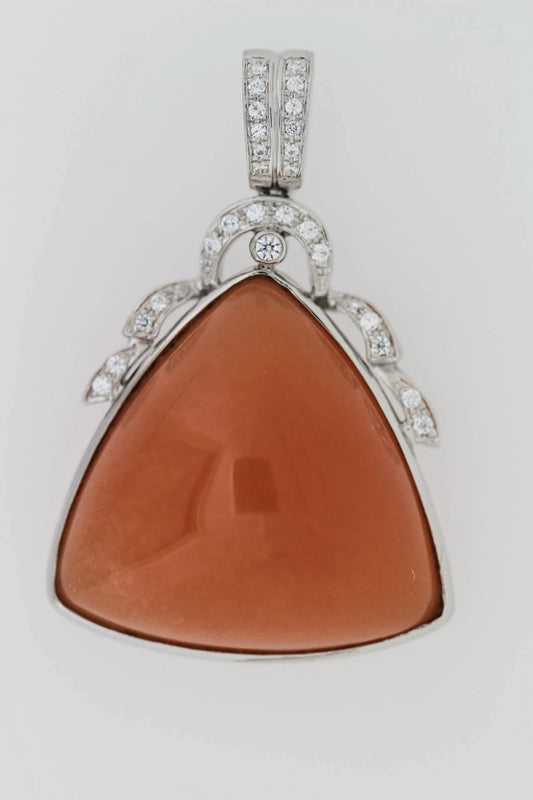 925 Sterling Silver Jade w-White Topaz Pendant-45DOT22 cts