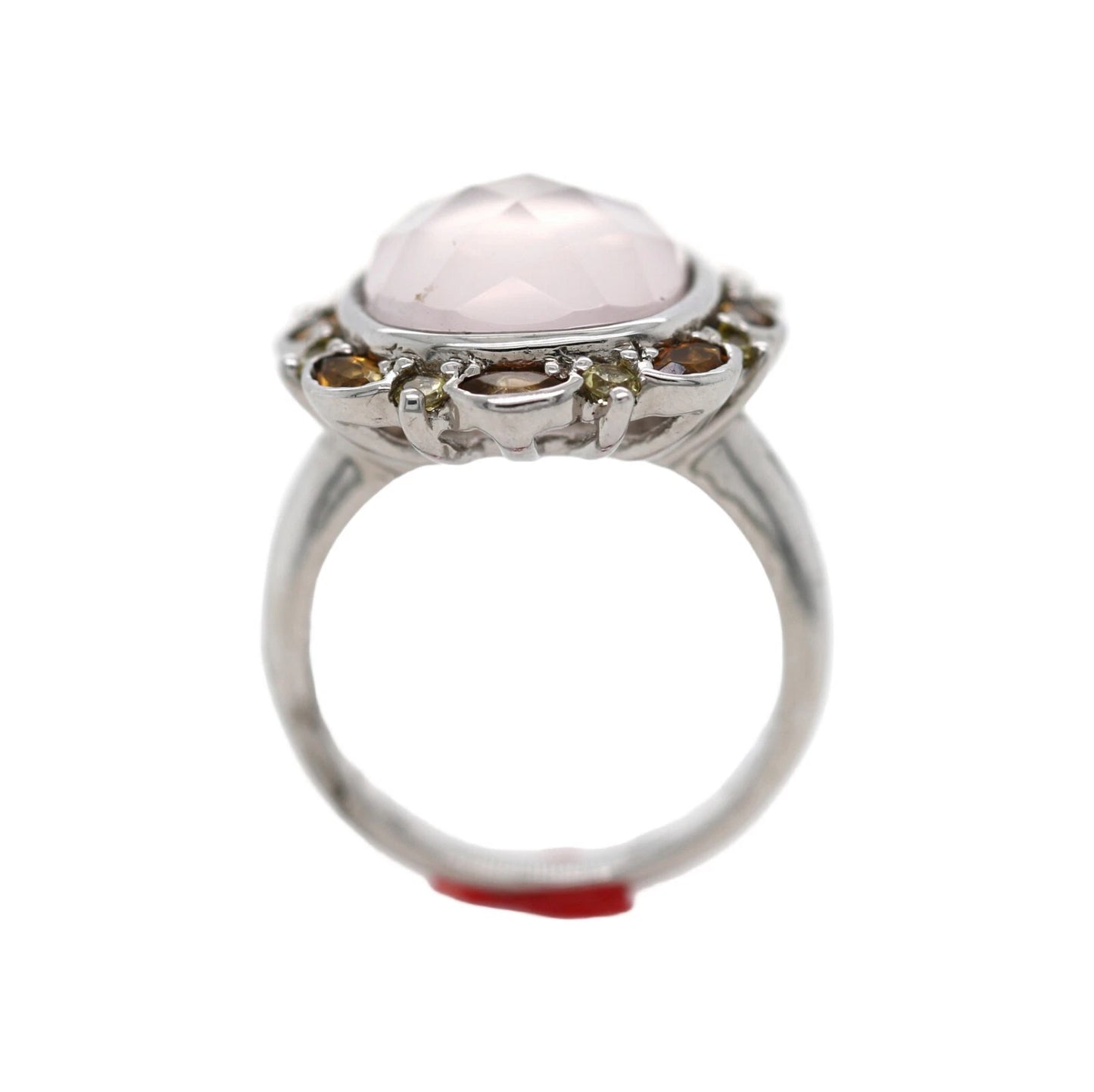 Rose Quartz- Tourmaline - Citrine Silver Ring