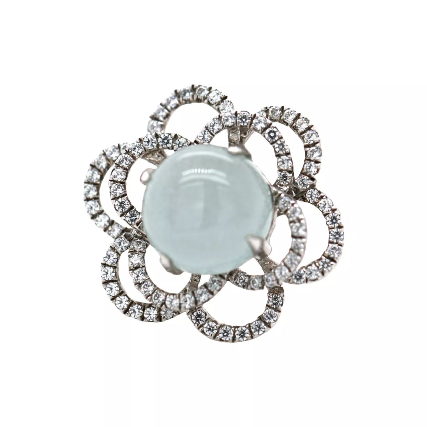 .925 Sterling Silver / Moonstone / White Topaz Ring .
