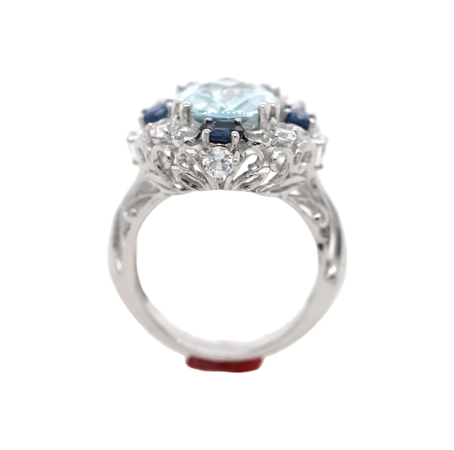 Aquamarine- Blue Sapphire- White Topaz Ring