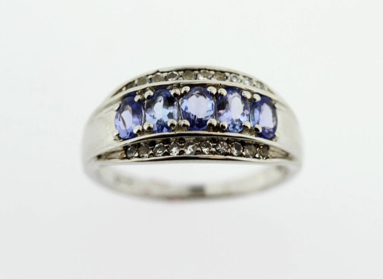 Elegant Tanzanite - White Topaz Silver Ring