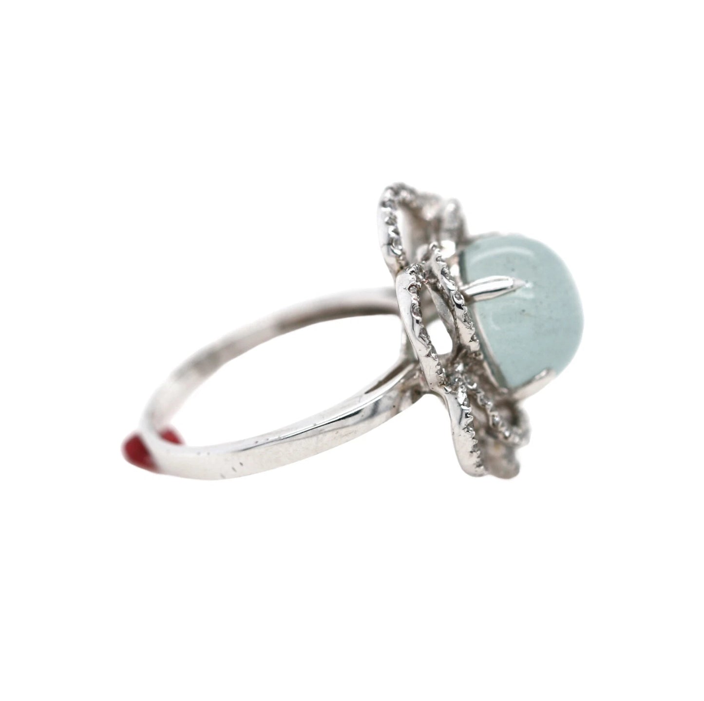 .925 Sterling Silver / Moonstone / White Topaz Ring .