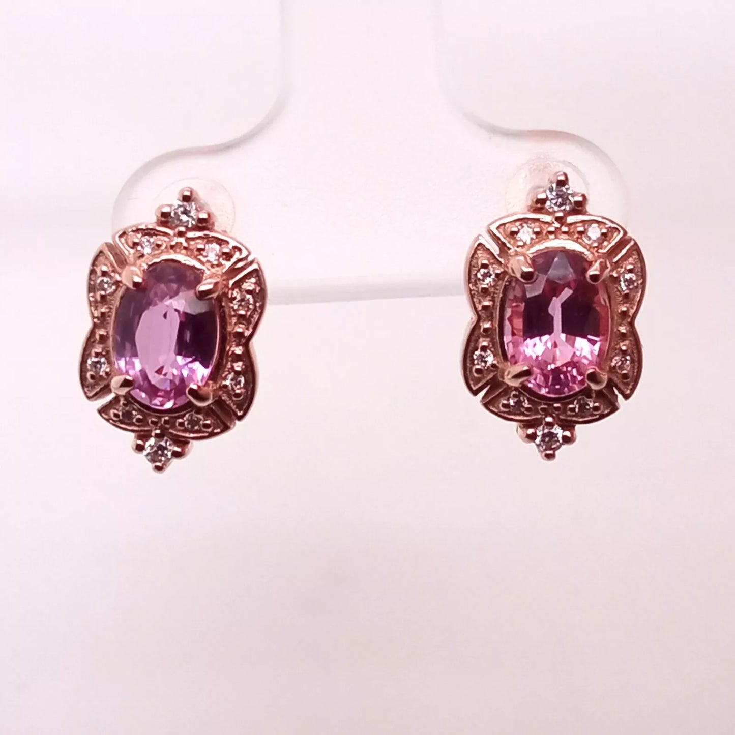 14K ROSE GOLD PINK SAPPHIRE EARRING