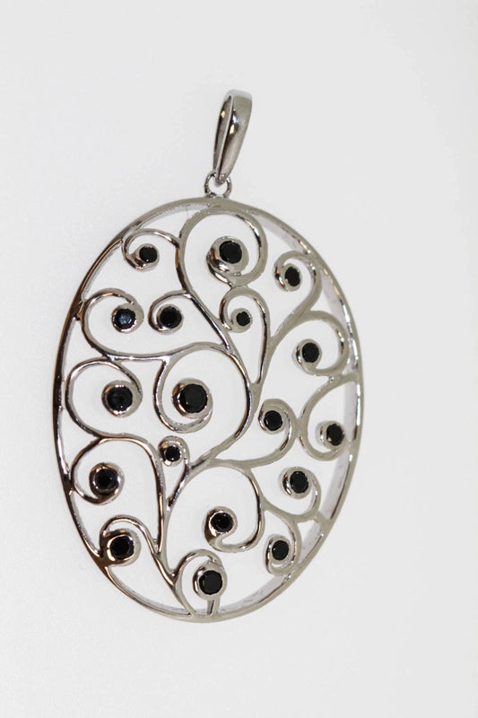 925 Sterling Silver Black Spinel Pendant ( 1.39 cts)