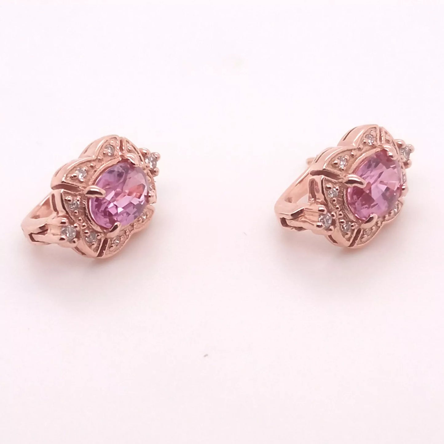 14K ROSE GOLD PINK SAPPHIRE EARRING