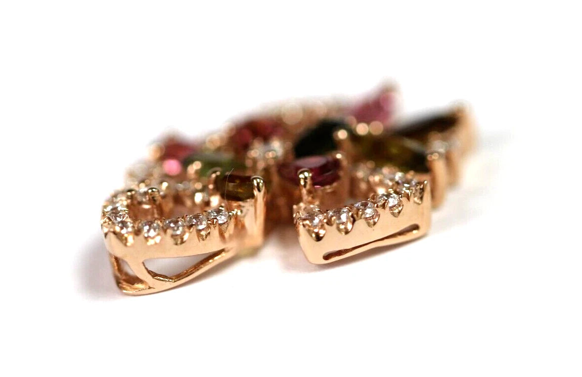 Unique Design Tourmaline / White Topaz / Silver Pendant