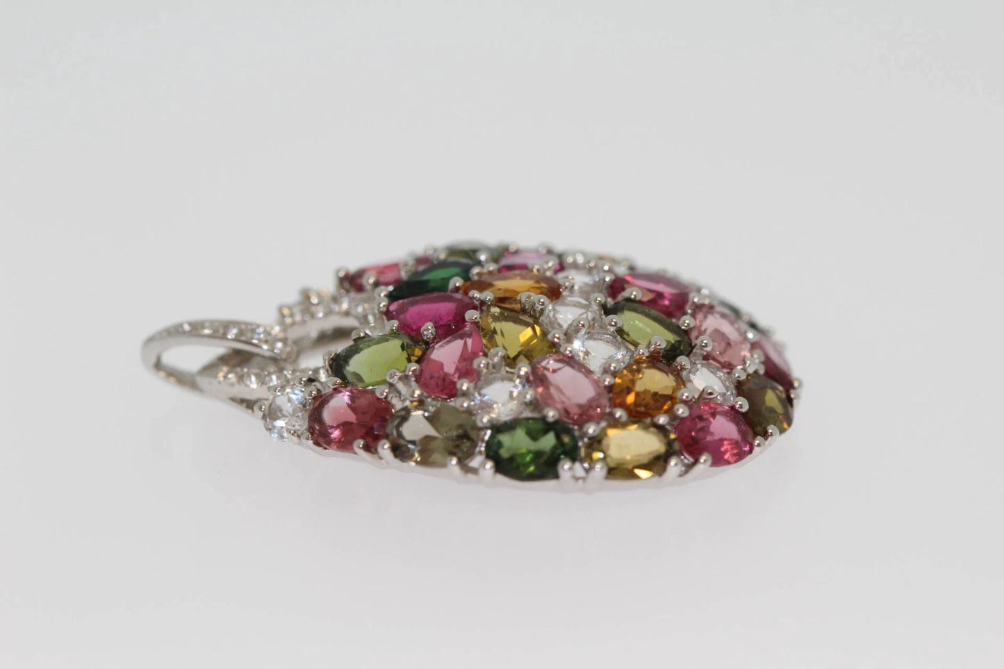 925 Silver Pendant With Tourmaline / White Topaz