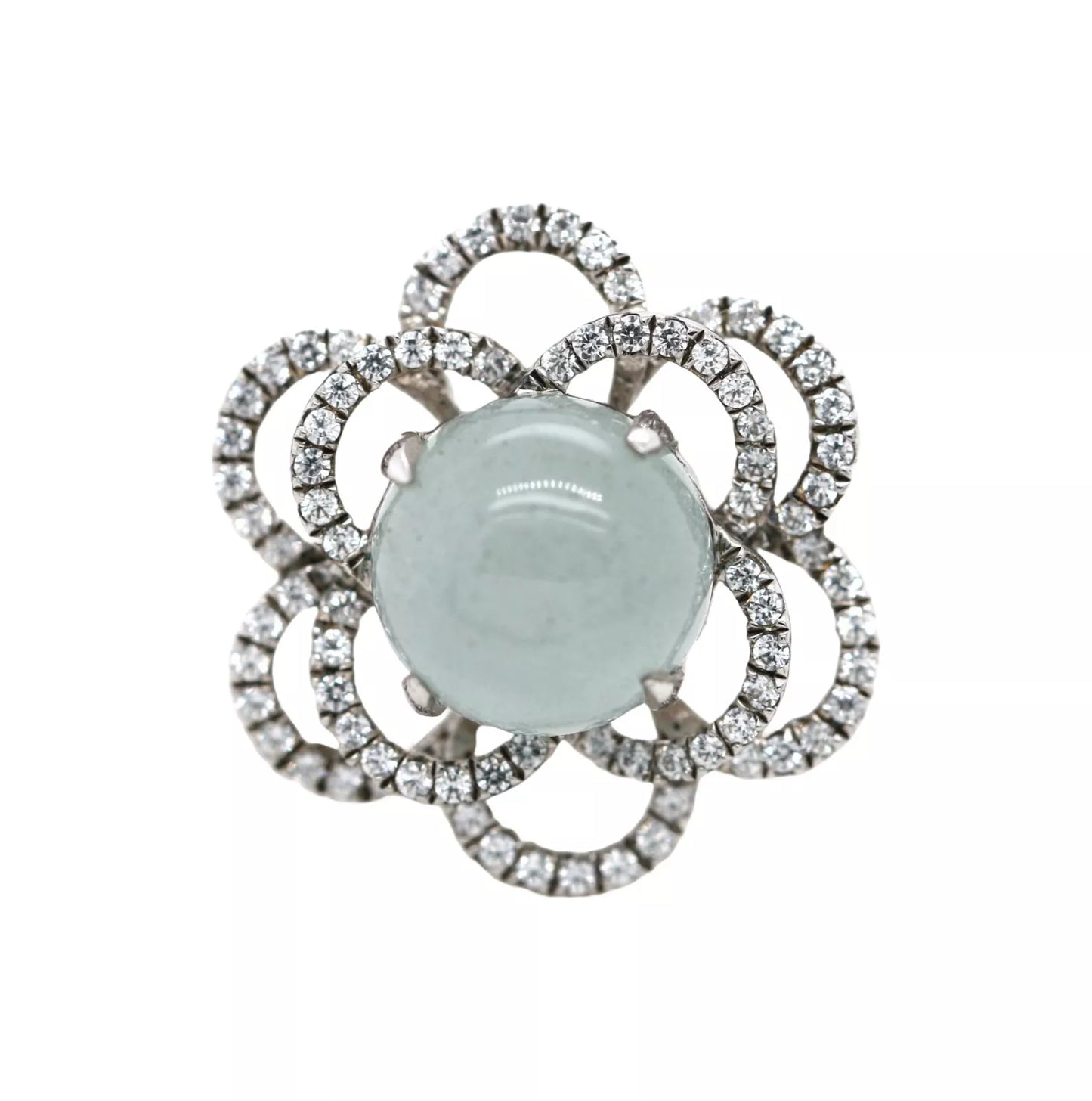 .925 Sterling Silver / Moonstone / White Topaz Ring .