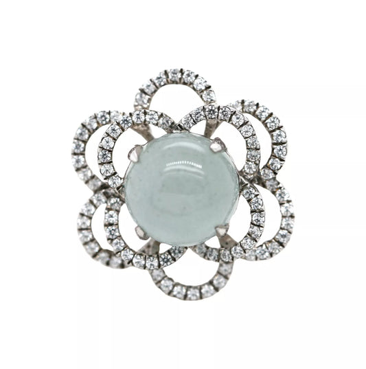 .925 Sterling Silver / Moonstone / White Topaz Ring .