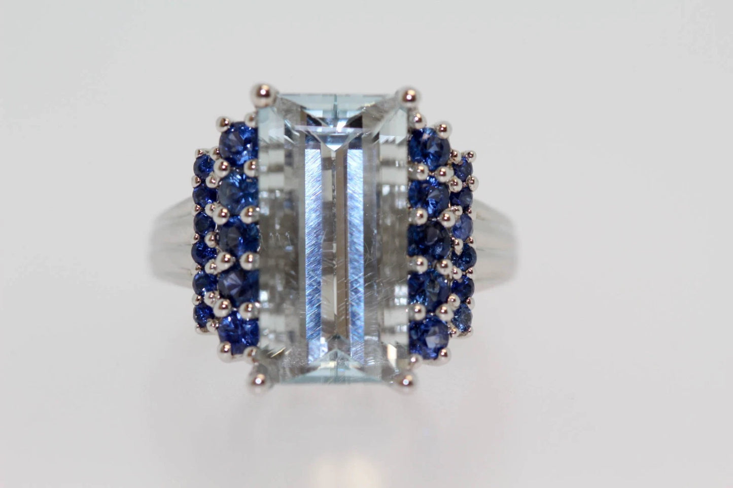 DOT925 Sterling Silver - Aquamarine - Blue Sapphire Ring DOT