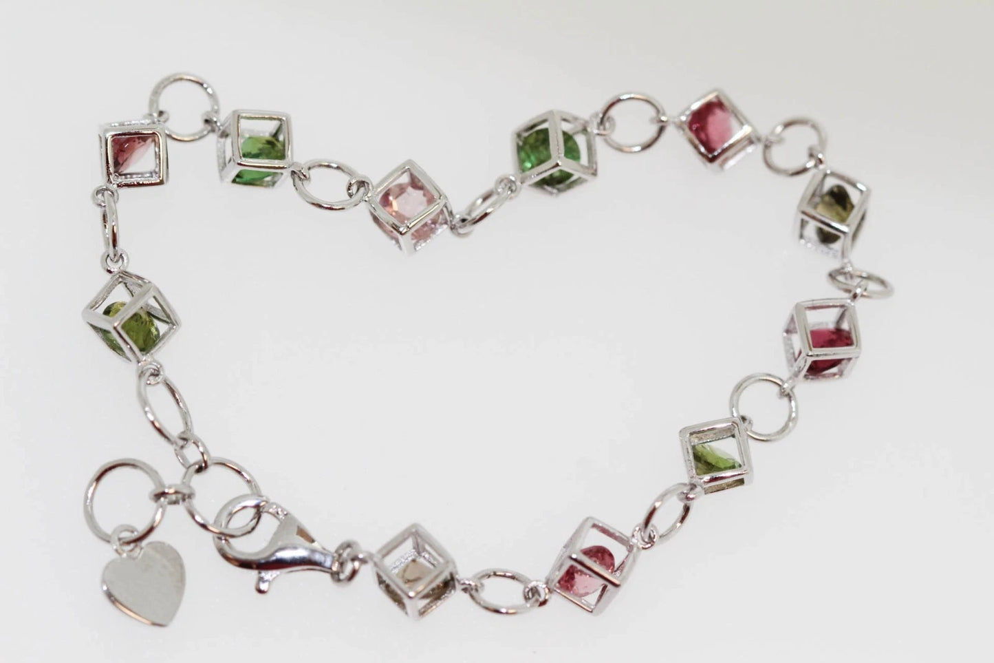 .925 Sterling Silver Colors of Tourmaline Earring / Bracelet (7.65 cts)