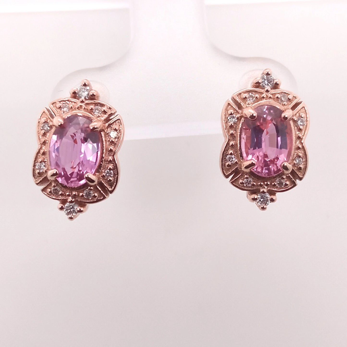 14K ROSE GOLD PINK SAPPHIRE EARRING