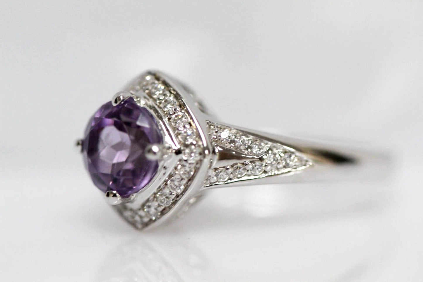 Amethyst / White Topaz Silver Ring