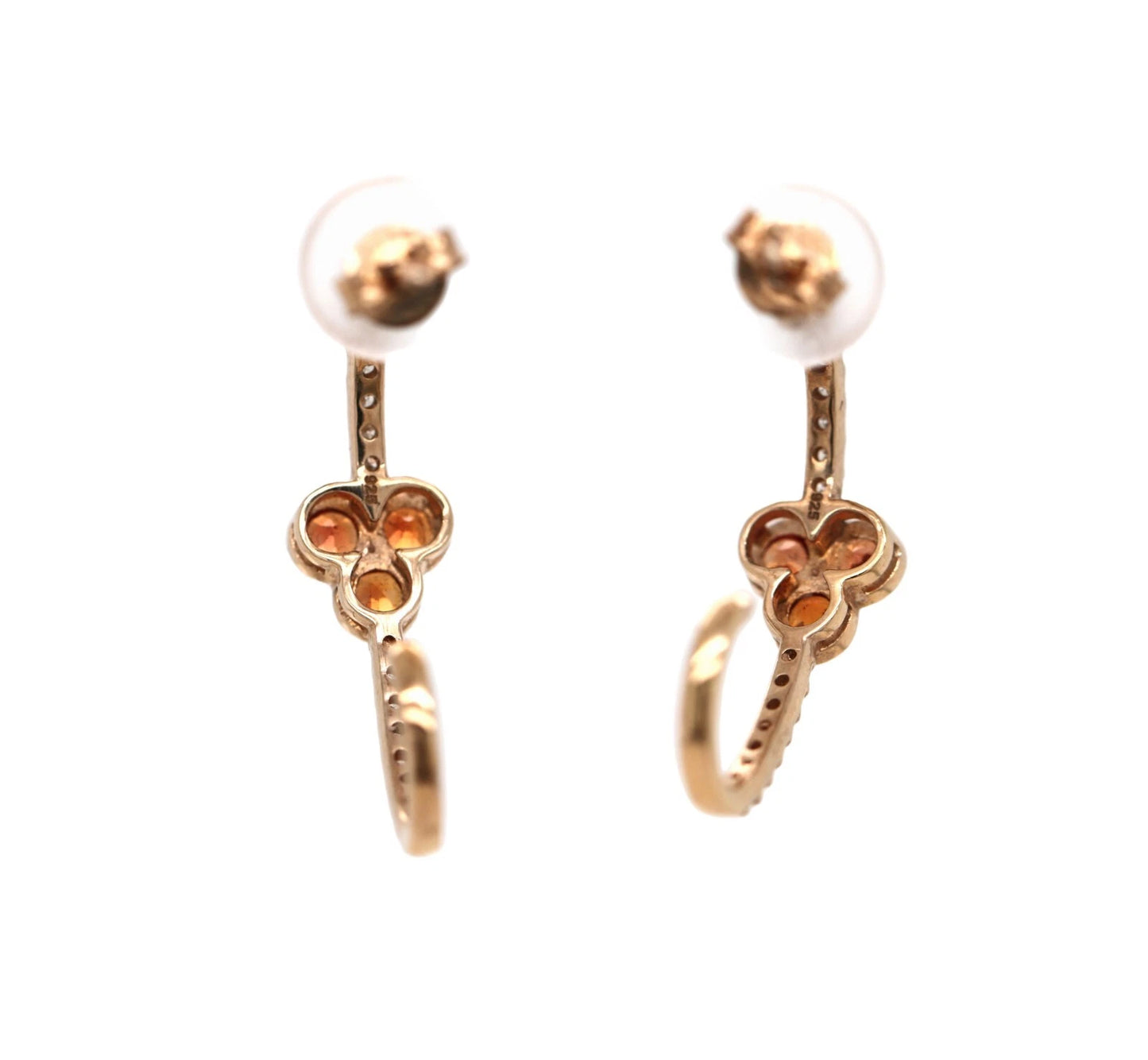 Red Sapphire- Diamond with Rose Gold Plated Earring