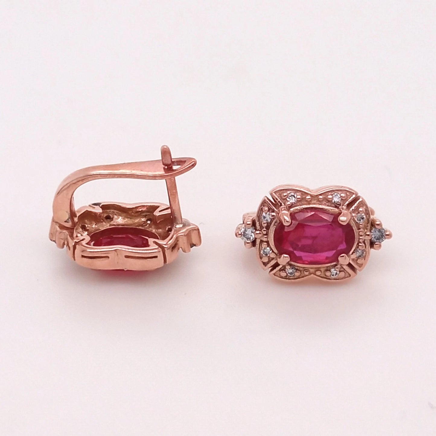 14K ROSE GOLD RUBY EARRING