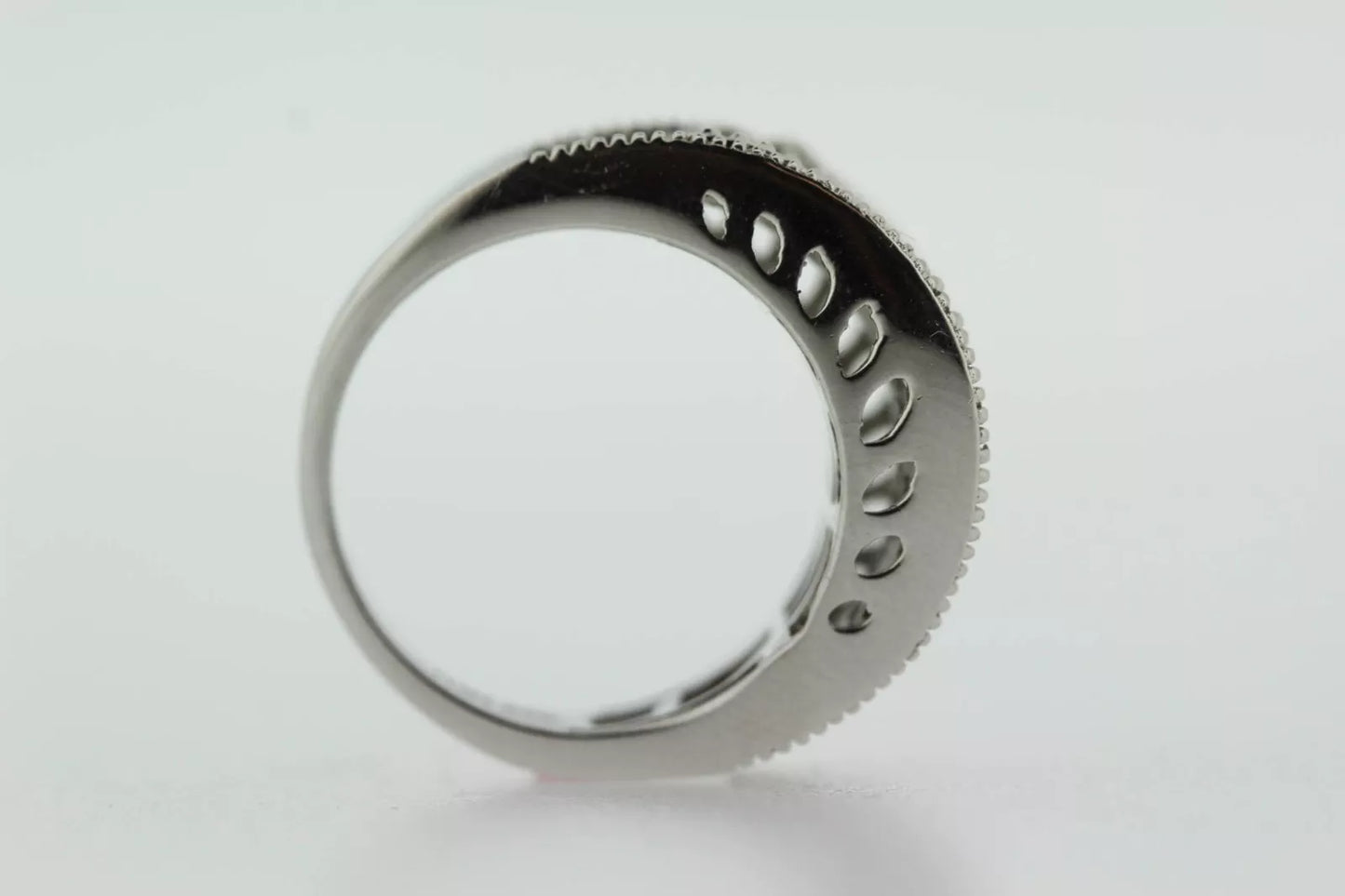 .925 Sterling Silver / Green And White Diamond Ring