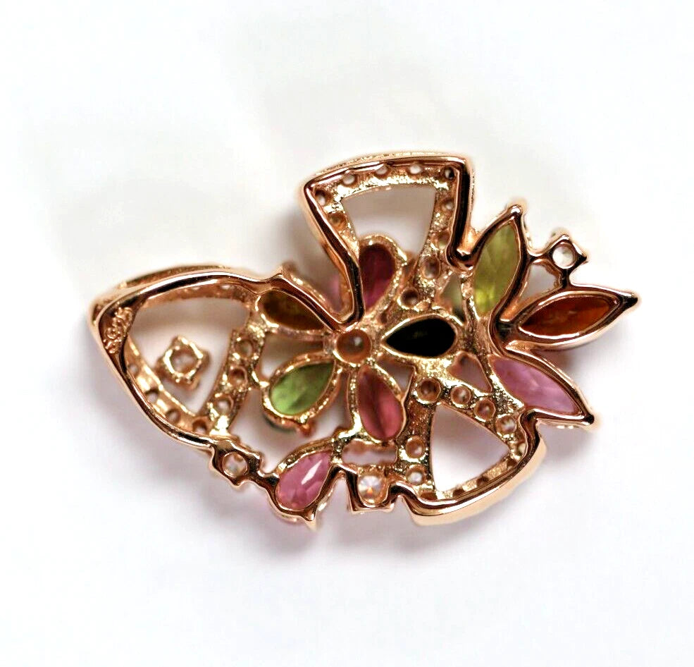 Unique Design Tourmaline / White Topaz / Silver Pendant