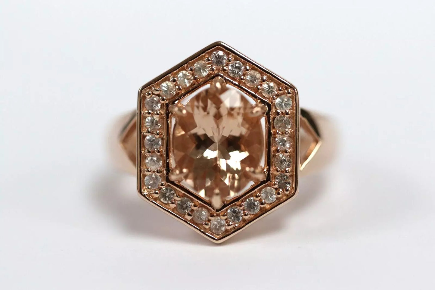 Morganite - Sapphire - Rose Gold Plated Ring