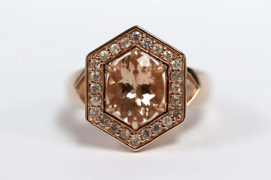 Morganite - Sapphire - Rose Gold Plated Ring
