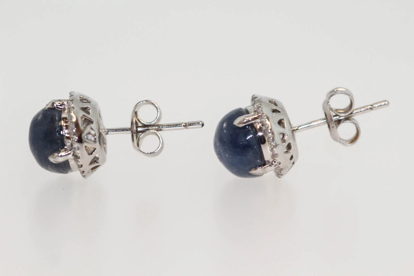 925 Sterling Silver Blue Corundum-White Topaz Ring-Pendant-Earring Set-22DOT84 cts