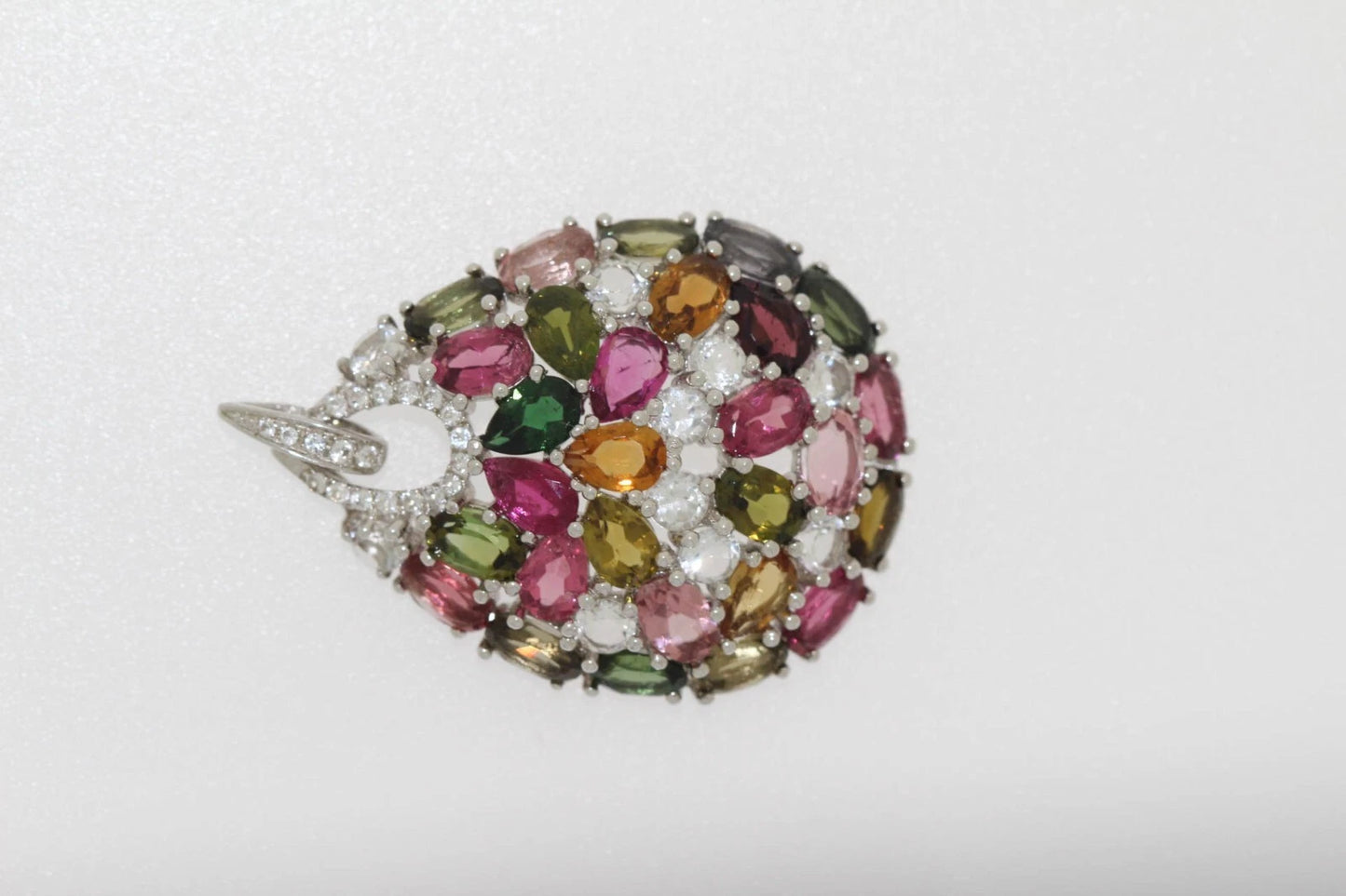 925 Silver Pendant With Tourmaline / White Topaz