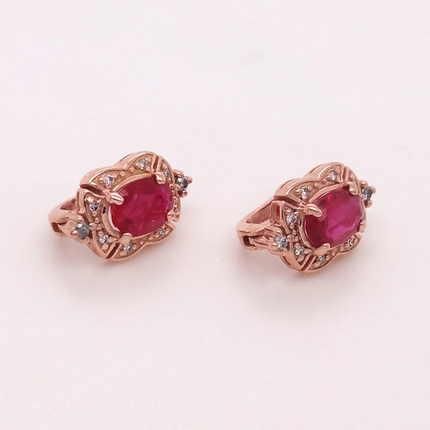 14K ROSE GOLD RUBY EARRING