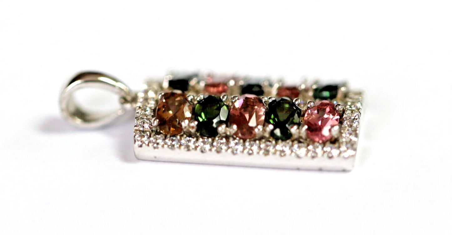 Tourmaline / White Topaz / 925 Silver Pendant