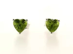Earring-Heart-Shaped Peridot Heavy Push Back Stud Earring