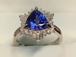 Ring-TANZANITE TRILIAN RING GORGEOUS COLLECTION TOP D BLOCK