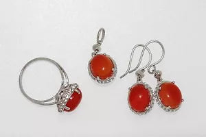 Miscellaenous-925 Orange Chalcedony - White Topaz Set -15DOT87 cts