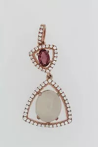 Pendant-925 Vermeil Moonstone - Pink Tourmaline - White Topaz Pendant- 5DOT63 cts
