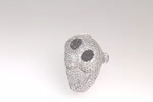 Ring-925 Black Spinel - White Topaz Panda Bear Ring -6DOT11 cts