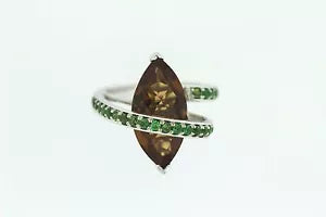 Ring-925 SS Cognac Quartz - Chrome Diopside Ring - 8DOT02 cts