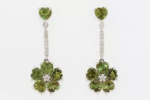 Earring-925 Green Tourmaline - White Topaz Earrings -5DOT37 cts
