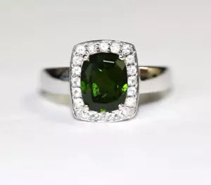 Ring-Chrome Diopside - White Sapphire Ring