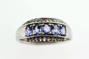 Ring-Elegant Tanzanite - White Topaz Silver Ring