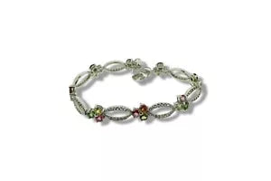 Bracelet-925 Tourmaline-White Topaz bracelet 7DOT25 CT’s