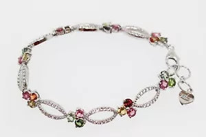 Bracelet-925 Multicolor Tourmaline - White Topaz Bracelet -7DOT29 cts