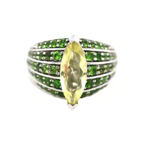 Ring-925 Chrome Diopside -Lemon Quartz Ring - 3DOT12 cts