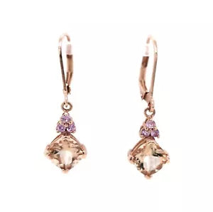 Earring-Morganite- Pink Sapphire Lever back Earring
