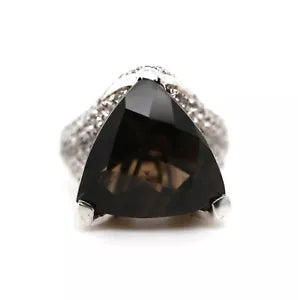 Ring-Smoky Quartz - White Topaz - Silver Ring