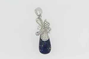 Pendant-925 Lapis w- White Topaz Pendant - 3DOT35 cts