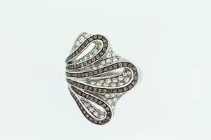 Ring-925 Brown Cubic Zirconia - White Topaz Ring -2DOT29 cts