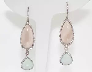 Earring-Chalcedony- White Topaz Dangle Drop Earring