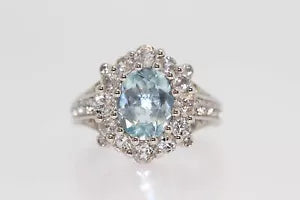 Ring-925 Sterling Silver Blue Topaz - White Topaz Ring - 4DOT31 cts
