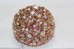 Ring-DOT925 Rose Vermeil - Pink Sapphire - Morganite Ring DOT